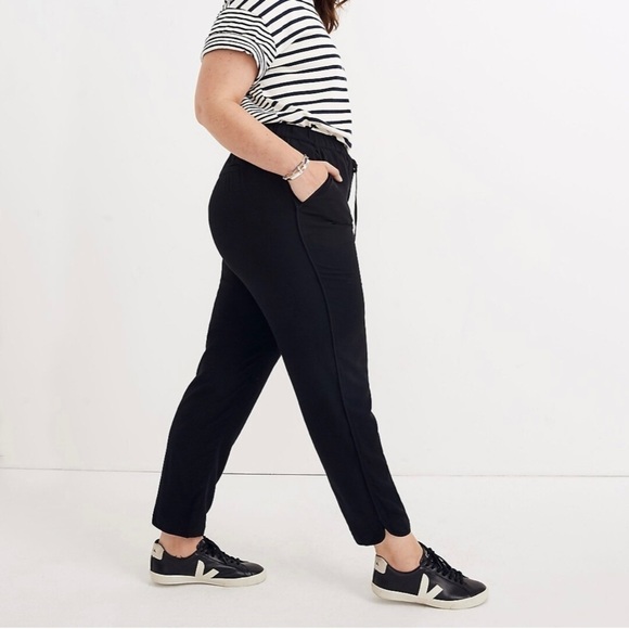 NWT Madewell Track Trousers Draped Drawstring Pull On Pant Black XS - Picture 2 of 15
